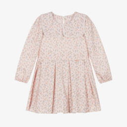 Girls Pink Floral Cotton Twill Dress