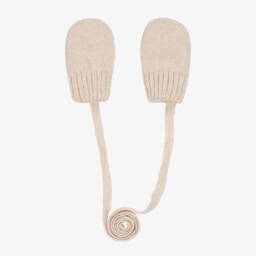 Jamiks-Light Beige Wool & Cashmere Knit Baby Mittens | Childrensalon