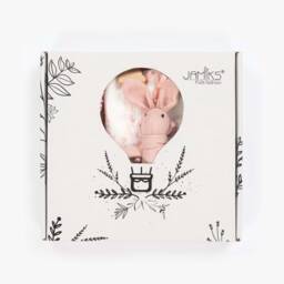 Jamiks-Pink Cotton Rabbit Muslin & Dummy Clip Set  | Childrensalon