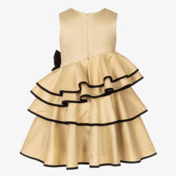 Jessie and James London-Girls Gold & Black Ruffle Dress | Childrensalon