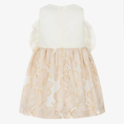 Jessie and James London-Girls Ivory & Gold Floral Jacquard Dress | Childrensalon