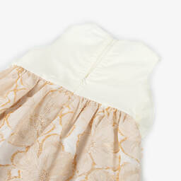 Jessie and James London-Girls Ivory & Gold Floral Jacquard Dress | Childrensalon