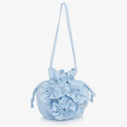 Jessie and James London-Girls Blue Shirt Dress with 3D Flowers | Childrensalon