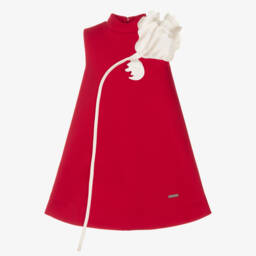 Jessie and James London-Girls Red & Ivory Satin Flower Sleeveless Dress | Childrensalon