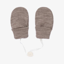 Joha-Beige Merino Wool Baby Mittens | Childrensalon