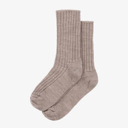 Joha-Beige Thermal Wool Socks | Childrensalon
