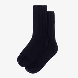 Joha-Navy Blue Thermal Wool Socks | Childrensalon