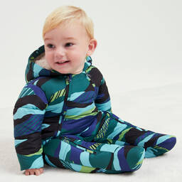 Joyday-Baby Boys Green & Blue Puffer Snowsuit | Childrensalon