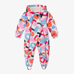 Joyday-Baby Girls Ivory & Pink Puffer Snowsuit | Childrensalon