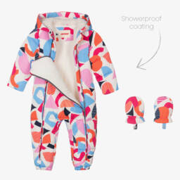 Joyday-Baby Girls Ivory & Pink Puffer Snowsuit | Childrensalon