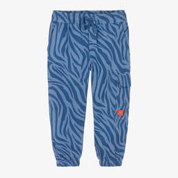Joyday-Boys Blue Cotton Animal Print Cargo Trousers | Childrensalon