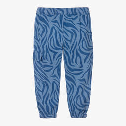 Joyday-Boys Blue Cotton Animal Print Cargo Trousers | Childrensalon