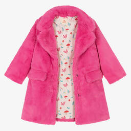 Joyday-Girls Pink Faux Fur Coat | Childrensalon
