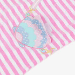 Joyday-Girls Pink Stripe Hooded Towelling Robe | Childrensalon