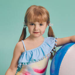 Joyday-Girls Rainbow One-Shoulder Swimsuit (UPF50+) | Childrensalon