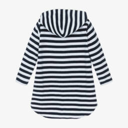 Joyday-Navy Blue Stripe Hooded Towelling Robe | Childrensalon