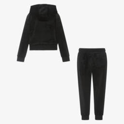 Juicy Couture-Girls Black Velour Tracksuit | Childrensalon