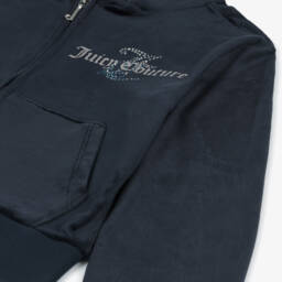 Juicy Couture-Girls Navy Blue Velour Tracksuit | Childrensalon