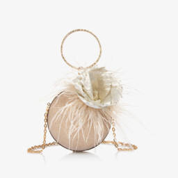 Junona-Girls Beige Shimmer Ball Bag (15cm) | Childrensalon
