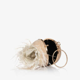 Junona-Girls Beige Shimmer Ball Bag (15cm) | Childrensalon