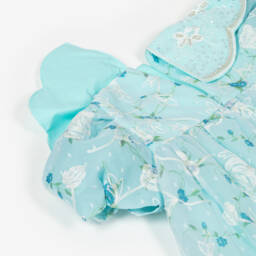 Junona-Girls Blue Embroidered Floral Chiffon Dress | Childrensalon
