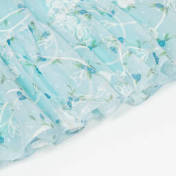 Junona-Girls Blue Embroidered Floral Chiffon Dress | Childrensalon