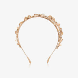 Junona-Girls Gold Crystal & Diamanté Beaded Hairband | Childrensalon