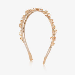 Junona-Girls Gold Crystal & Diamanté Beaded Hairband | Childrensalon
