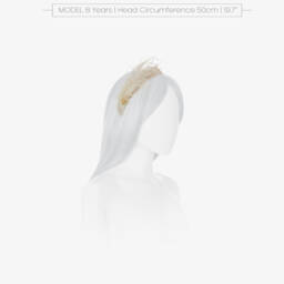 Junona-Girls Ivory Bead & Feather Hairband | Childrensalon