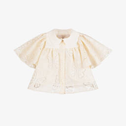 Junona-Girls Ivory Butterfly Sequin Trousers | Childrensalon