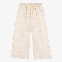 Junona-Girls Ivory Butterfly Sequin Trousers | Childrensalon