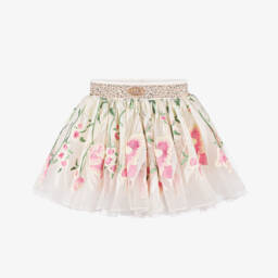 Junona-Girls Ivory Embroidered Tulle Skirt | Childrensalon