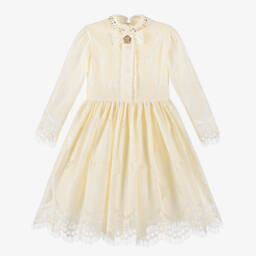 Junona-Girls Ivory Lace Dress with Rhinestones | Childrensalon
