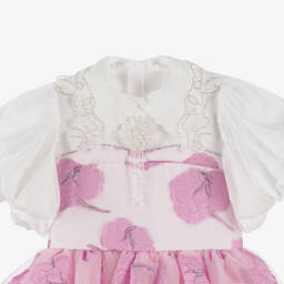 Junona-Girls Pink Floral Jacquard Dress | Childrensalon