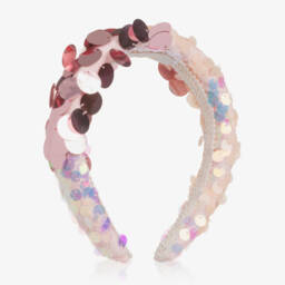 Junona-Girls Pink Sequin Padded Hairband | Childrensalon