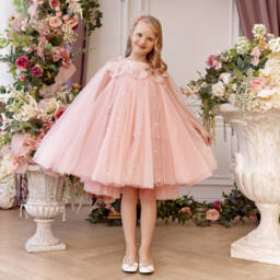 Junona-Girls Pink Tulle Flower & Sequin Dress | Childrensalon
