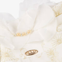 Junona-Girls White Chiffon Embroidered Dress | Childrensalon