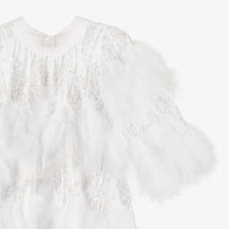 Junona-Girls White Feather & Sequin Dress | Childrensalon