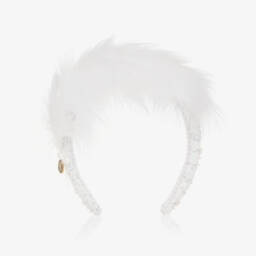 Junona-Girls White Feather & Sequin Hairband | Childrensalon