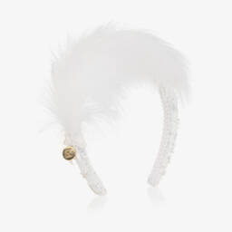 Junona-Girls White Feather & Sequin Hairband | Childrensalon