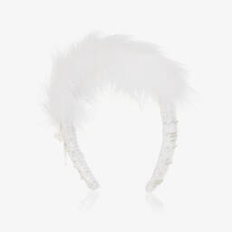 Junona-Girls White Feather & Sequin Hairband | Childrensalon