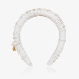 Junona-Girls White Padded Sequin Hairband | Childrensalon