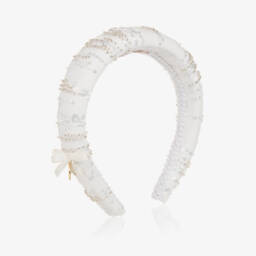 Junona-Girls White Padded Sequin Hairband | Childrensalon