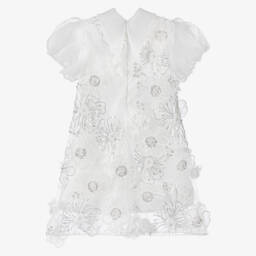 Junona-Girls White Tulle Flower Dress | Childrensalon