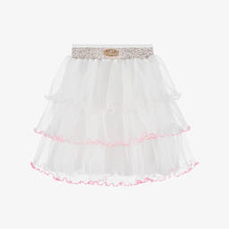 Junona-Girls White Tulle Ruffle Skirt | Childrensalon