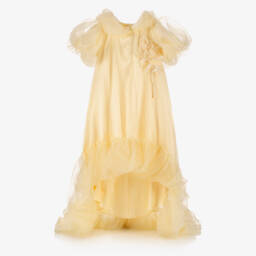Junona-Girls Yellow Organza Occasion Dress | Childrensalon