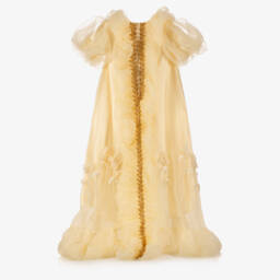 Junona-Girls Yellow Organza Occasion Dress | Childrensalon