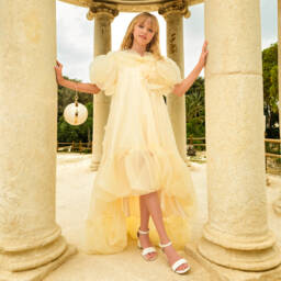 Junona-Girls Yellow Organza Occasion Dress | Childrensalon