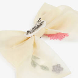 Junona-Ivory Embroidered Tulle Bow Hair Clip (21cm) | Childrensalon