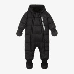 KARL LAGERFELD KIDS-Black Monogram Snowsuit | Childrensalon